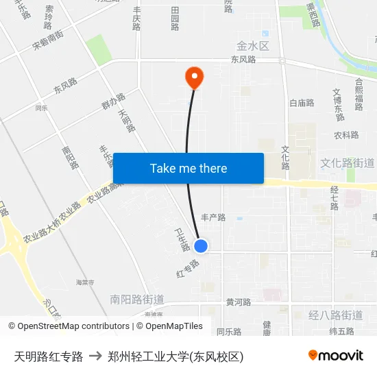 天明路红专路 to 郑州轻工业大学(东风校区) map