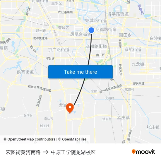 宏图街黄河南路 to 中原工学院龙湖校区 map