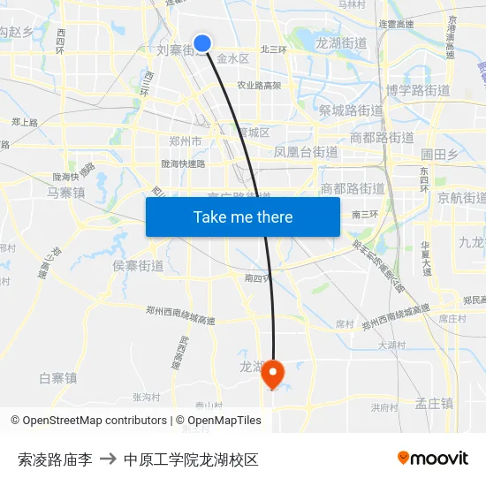 索凌路庙李 to 中原工学院龙湖校区 map