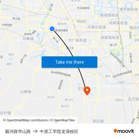 颍河路华山路 to 中原工学院龙湖校区 map