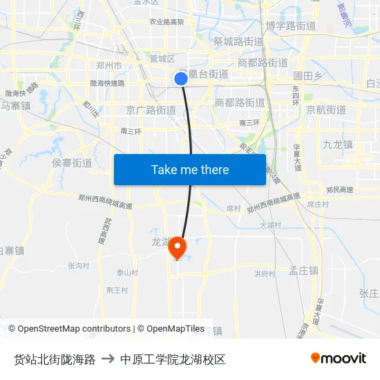 货站北街陇海路 to 中原工学院龙湖校区 map