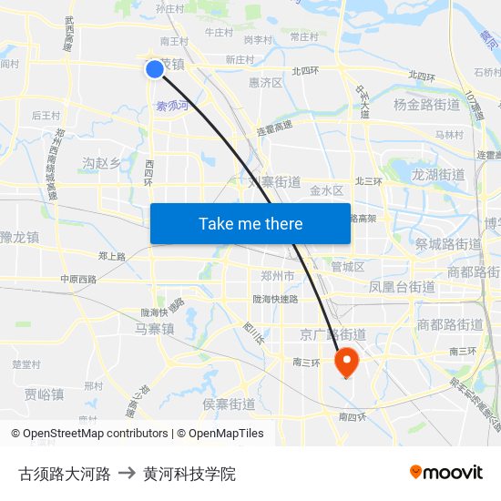 古须路大河路 to 黄河科技学院 map