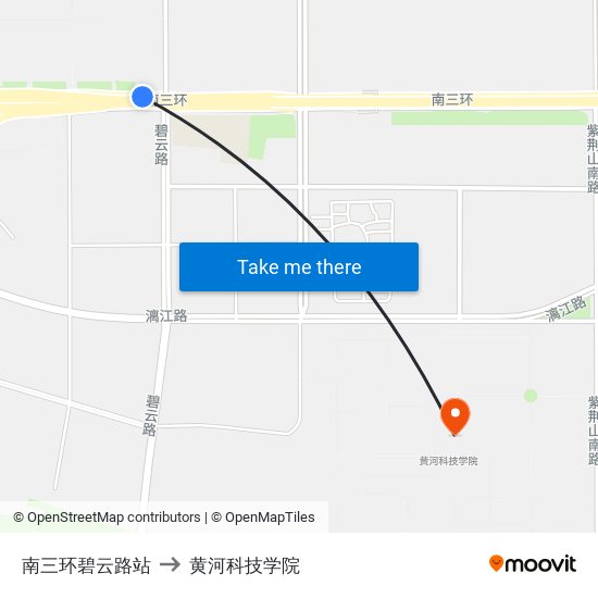 南三环碧云路站 to 黄河科技学院 map