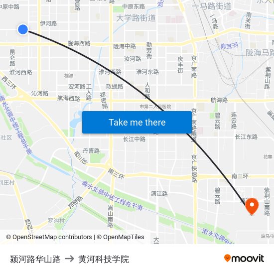 颍河路华山路 to 黄河科技学院 map