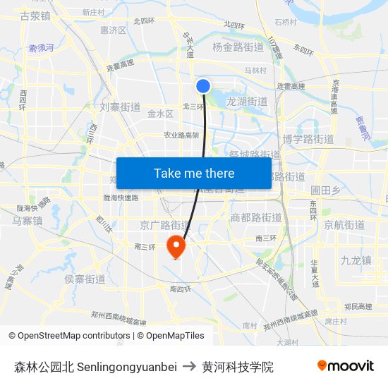 森林公园北 Senlingongyuanbei to 黄河科技学院 map