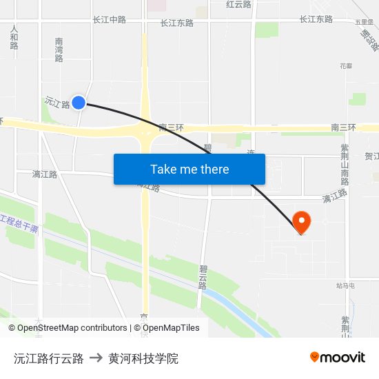 沅江路行云路 to 黄河科技学院 map