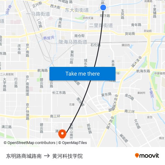 东明路商城路南 to 黄河科技学院 map