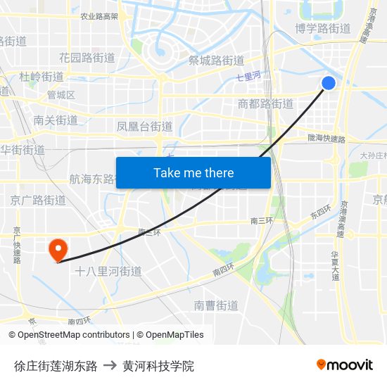 徐庄街莲湖东路 to 黄河科技学院 map