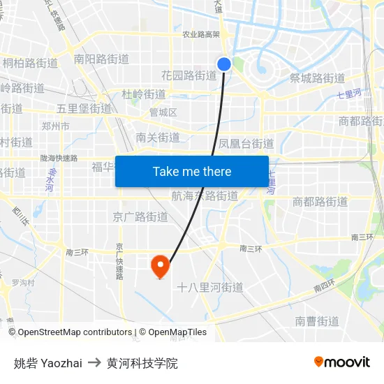 姚砦 Yaozhai to 黄河科技学院 map