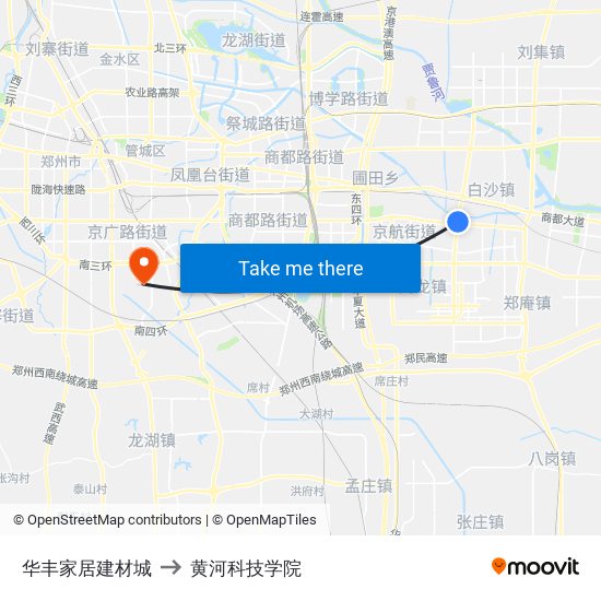 华丰家居建材城 to 黄河科技学院 map