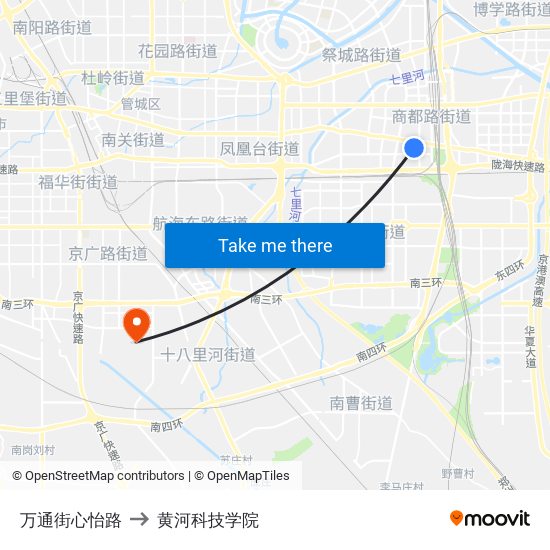 万通街心怡路 to 黄河科技学院 map