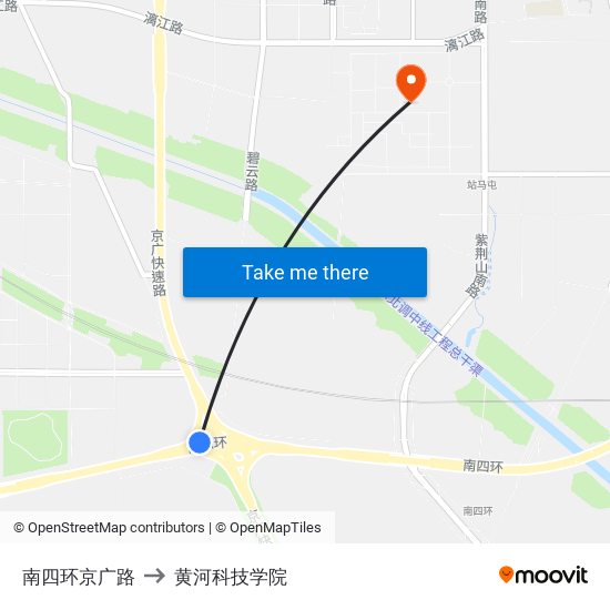 南四环京广路 to 黄河科技学院 map