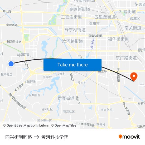 同兴街明晖路 to 黄河科技学院 map