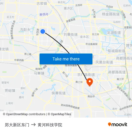 郑大新区东门 to 黄河科技学院 map