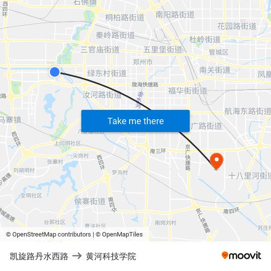 凯旋路丹水西路 to 黄河科技学院 map
