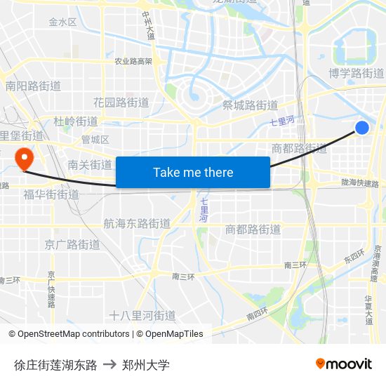 徐庄街莲湖东路 to 郑州大学 map