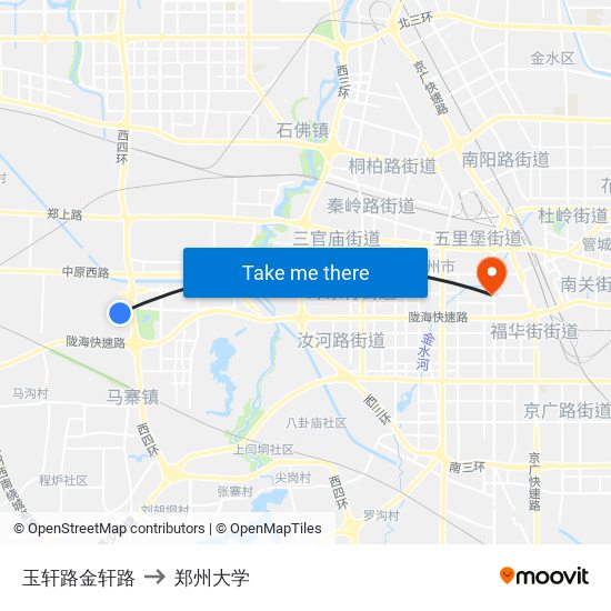 玉轩路金轩路 to 郑州大学 map