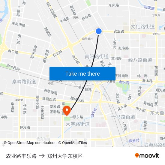 农业路丰乐路 to 郑州大学东校区 map