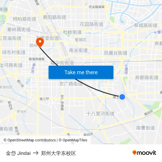 金岱 Jindai to 郑州大学东校区 map