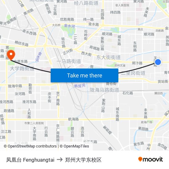 凤凰台 Fenghuangtai to 郑州大学东校区 map