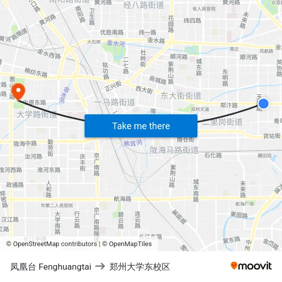 凤凰台 Fenghuangtai to 郑州大学东校区 map