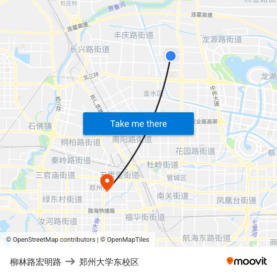 柳林路宏明路 to 郑州大学东校区 map