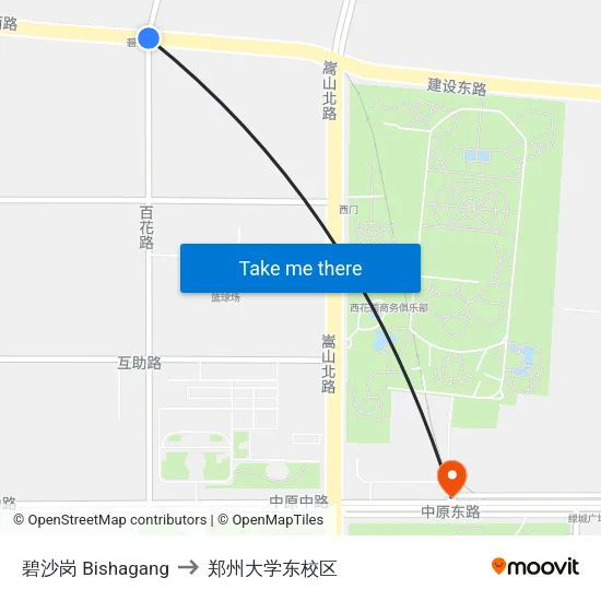 碧沙岗 Bishagang to 郑州大学东校区 map