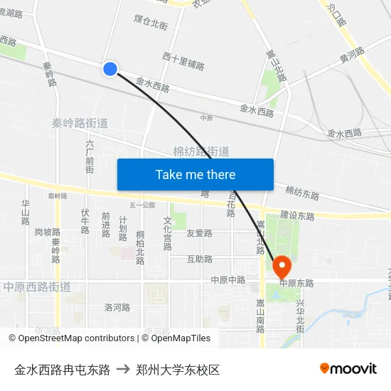 金水西路冉屯东路 to 郑州大学东校区 map