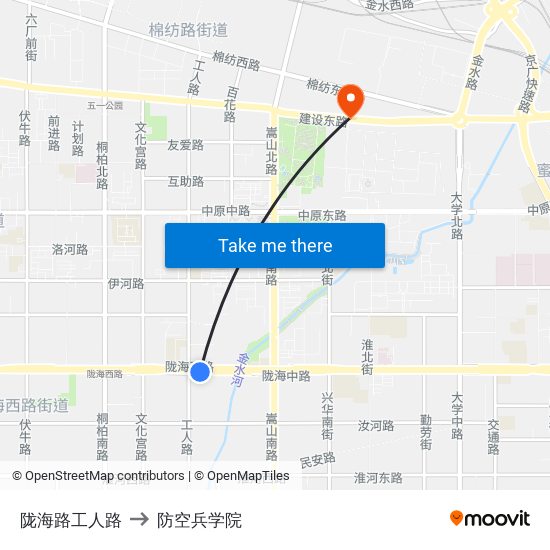 陇海路工人路 to 防空兵学院 map