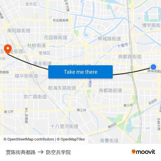 贾陈街商都路 to 防空兵学院 map