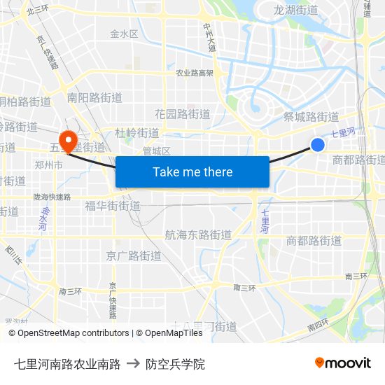 七里河南路农业南路 to 防空兵学院 map