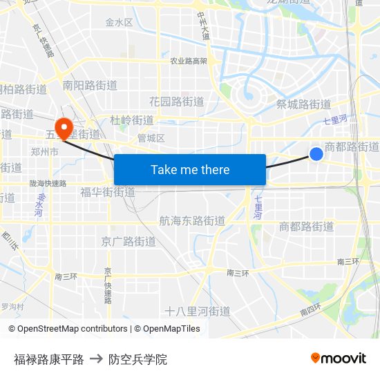 福禄路康平路 to 防空兵学院 map