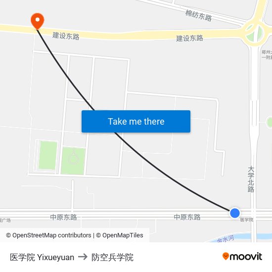 医学院 Yixueyuan to 防空兵学院 map