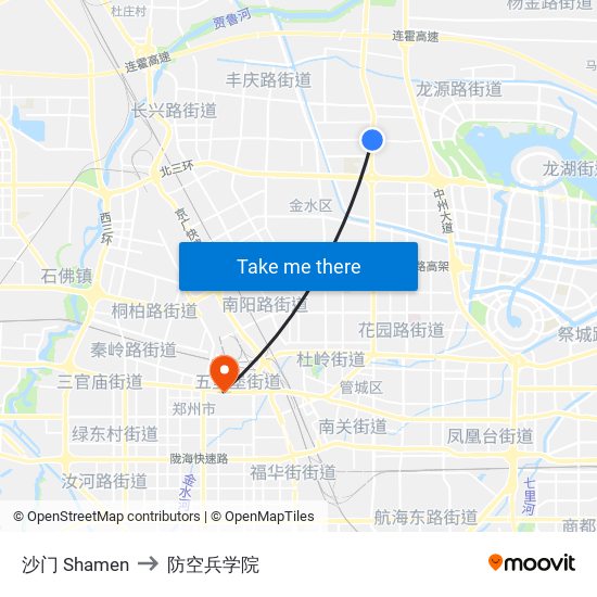 沙门 Shamen to 防空兵学院 map