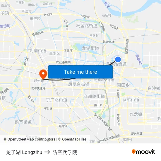 龙子湖 Longzihu to 防空兵学院 map