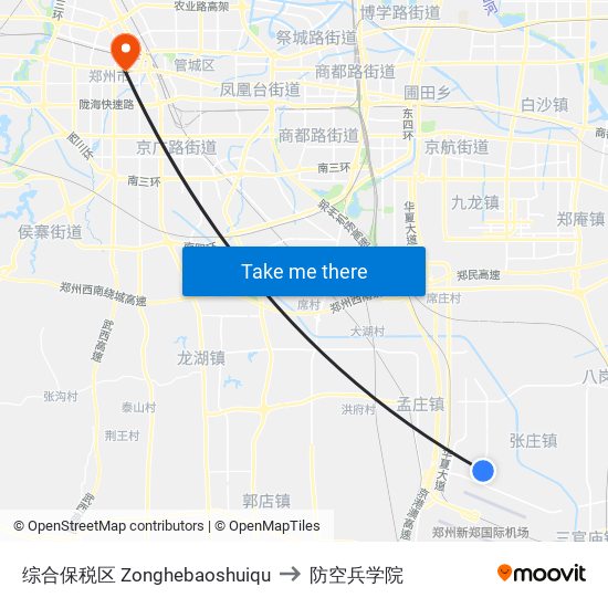 综合保税区 Zonghebaoshuiqu to 防空兵学院 map