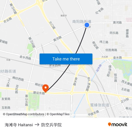 海滩寺 Haitansi to 防空兵学院 map