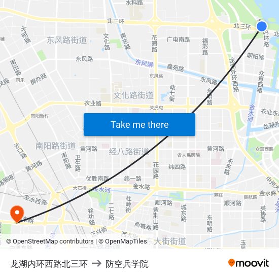 龙湖内环西路北三环 to 防空兵学院 map