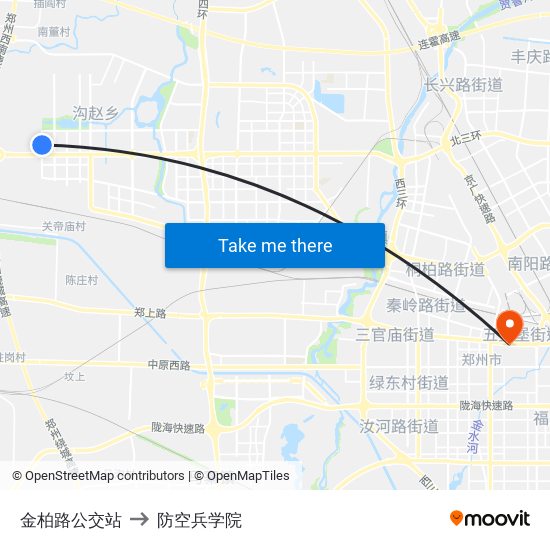 金柏路公交站 to 防空兵学院 map