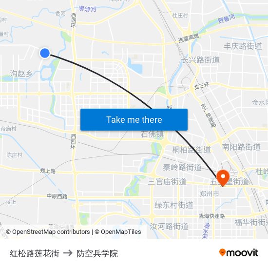 红松路莲花街 to 防空兵学院 map