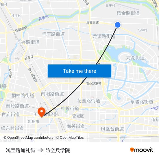 鸿宝路通礼街 to 防空兵学院 map