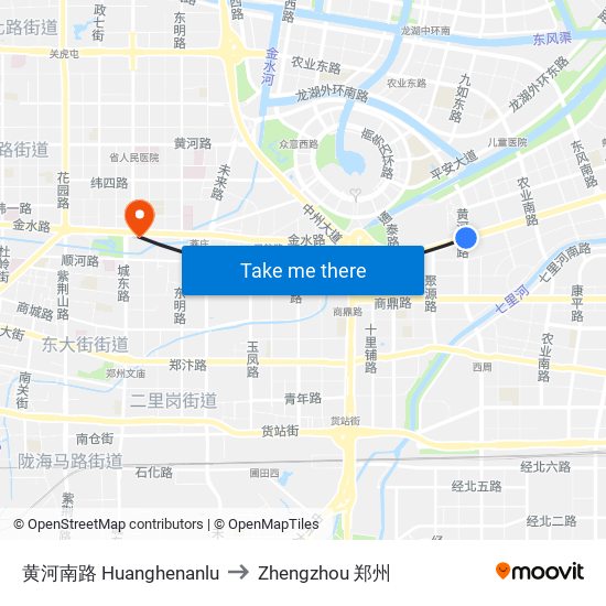 黄河南路 Huanghenanlu to Zhengzhou 郑州 map