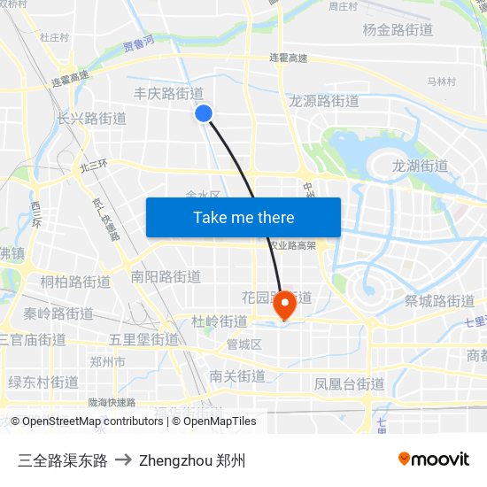 三全路渠东路 to Zhengzhou 郑州 map