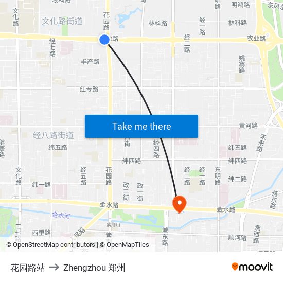 花园路站 to Zhengzhou 郑州 map