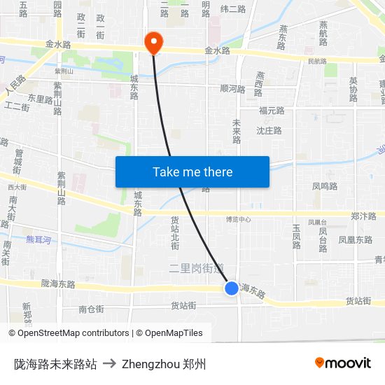 陇海路未来路站 to Zhengzhou 郑州 map