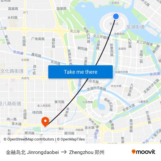 金融岛北 Jinrongdaobei to Zhengzhou 郑州 map