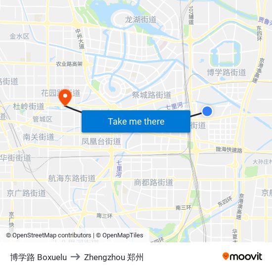 博学路 Boxuelu to Zhengzhou 郑州 map