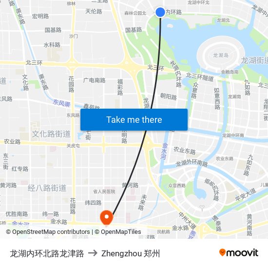 龙湖内环北路龙津路 to Zhengzhou 郑州 map