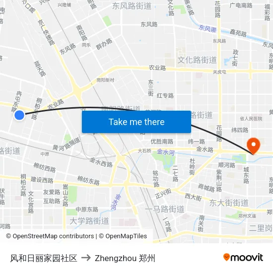 风和日丽家园社区 to Zhengzhou 郑州 map