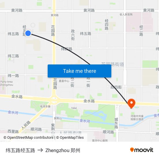 纬五路经五路 to Zhengzhou 郑州 map